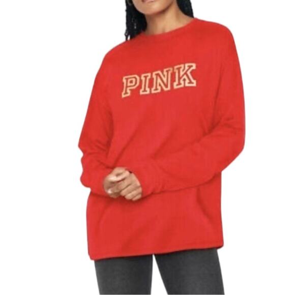 PINK Victoria’s Secret Long Sleeve Red with Gold Foil‎ Medium - Picture 1 of 5